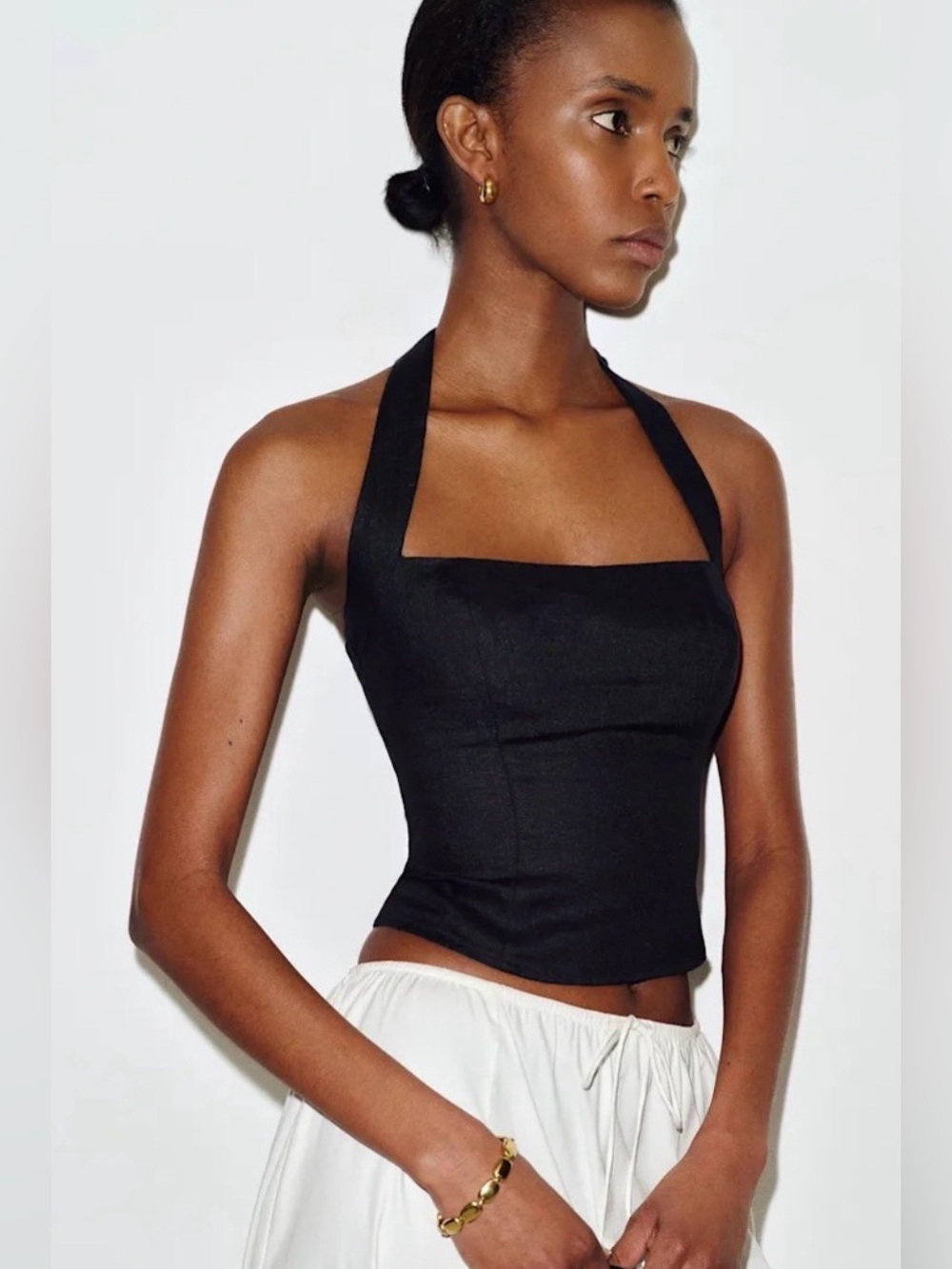 Reformation Black Halter Square-Neck Camisole
